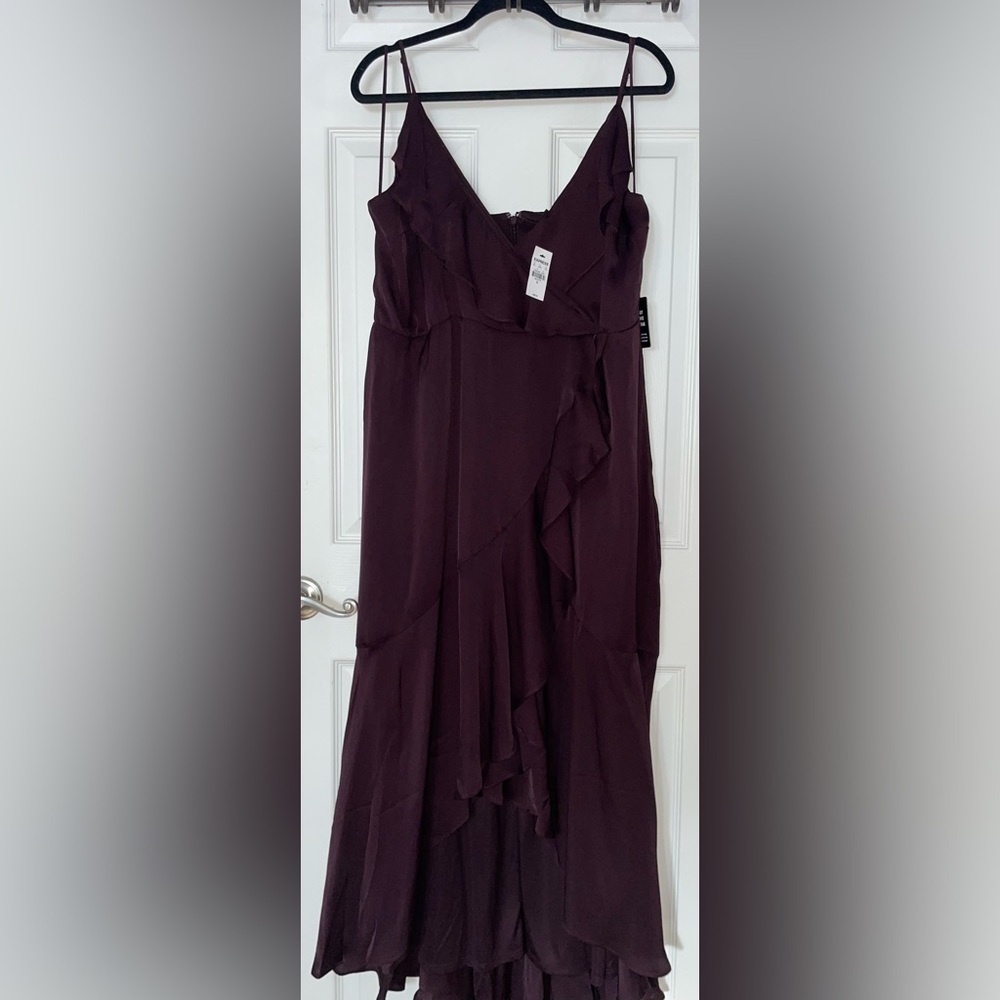 Express Deep Purple Sleevless Asymmetrical Skirt with a tie Waist XL NWT - Picture 2 of 6